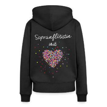 Sopranflötistin mit Herz Sopranflöte Marschkapelle - Frauen Premium Bio Hoodie - Schwarz - Hinten - Julia (174cm)
