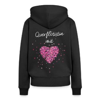 Querflötistin mit Herz Querflöte Blasinstrument - Frauen Premium Bio Hoodie - Schwarz - Hinten - Julia (174cm)