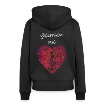 Gitarristin mit Herz Gitarre Musik Notenschlüssel - Frauen Premium Bio Hoodie - Schwarz - Hinten - Julia (174cm)