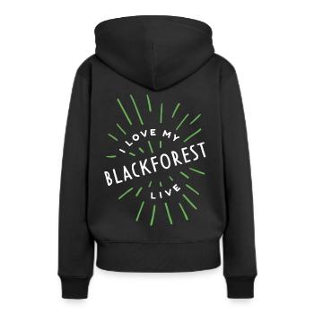 Village de la Forêt-Noire Pays Producteurs d’oeufs Amoureux de la nature - Sweat à capuche Premium bio Femme - noir - Dos - Julia (174cm)