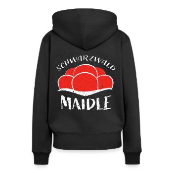 Schwarzwald Maidle Schwarzwaldmädel Tracht - Frauen Premium Bio Hoodie - Schwarz - Hinten - Julia (174cm)