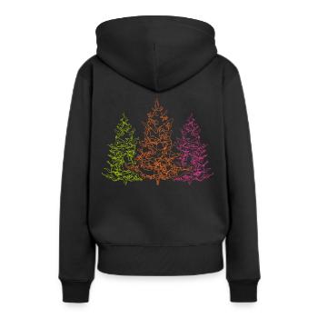 Line Art Forêt Noire Arbre de Noël Village Festival Landei - Sweat à capuche Premium bio Femme - noir - Dos - Julia (174cm)