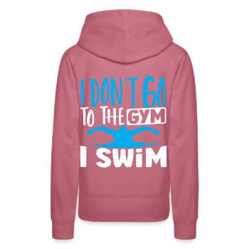 Schwimmer Ich gehe nicht ins Fitnessstudio Ich - Frauen Premium Bio Hoodie - Malve - Hinten - Isabella (175cm)