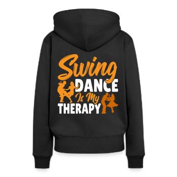 Tänzer Swing Dance ist meine Therapie Swing - Frauen Premium Bio Hoodie - Schwarz - Hinten - Julia (174cm)