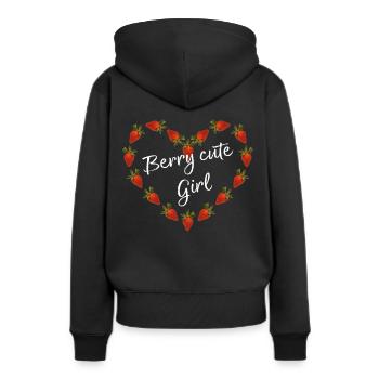 Berry Cute Girl Strawberry Fruits Berries Heart Fruit - Women’s Premium Organic Hoodie - black - Back - Julia (174cm)