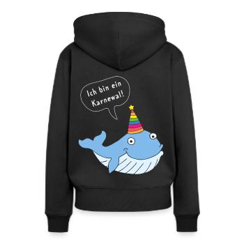 Ich bin ein Karnewal Karneval Konfetti Fastelovend - Frauen Premium Bio Hoodie - Schwarz - Hinten - Julia (174cm)