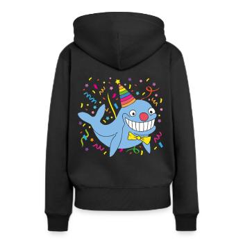 Carnaval, Carnaval, Confettis, Casquette De Fou, Lundi Gras - Sweat à capuche Premium bio Femme - noir - Dos - Julia (174cm)