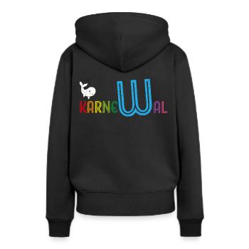 Carnaval, Carnaval, Confettis, Lundi gras, Fous - Sweat à capuche Premium bio Femme - noir - Dos - Julia (174cm)