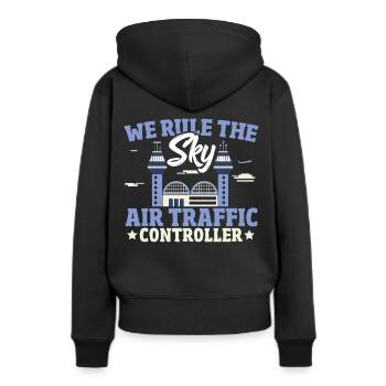 Tour de contrôle piste avion contrôleur de la circulation aérienne costume - Sweat à capuche Premium bio Femme - noir - Dos - Julia (174cm)