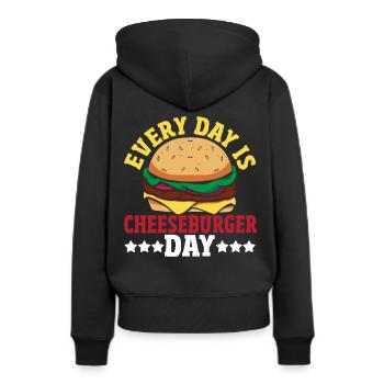 Hamburger Cheese Cheeseburger Snacks Cheeseburger - Sweat à capuche Premium bio Femme - noir - Dos - Julia (174cm)