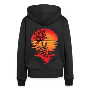 Soleil, Fleur, Mort, Squelette, Coucher De Soleil, Au-delà - Sweat à capuche Premium bio Femme - noir - Dos - Julia (174cm)
