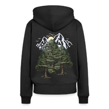 Wildnis Gebirge Natur Wald Kiefern Tannen Bäume - Frauen Premium Bio Hoodie - Schwarz - Hinten - Julia (174cm)