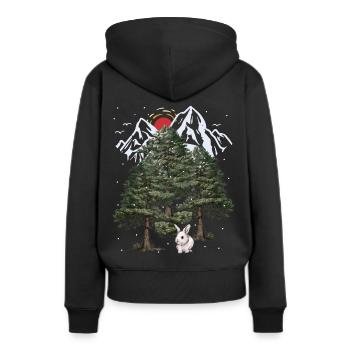 Alpen Hase Winter Schneefall Weihnachten Kaninchen - Frauen Premium Bio Hoodie - Schwarz - Hinten - Julia (174cm)