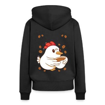 Pause-café Caféine Poulet Petit-déjeuner Early Bird - Sweat à capuche Premium bio Femme - noir - Dos - Julia (174cm)