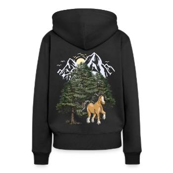 Montagnes, Montagnes, Cheval, Forêt-Noire, Tyrol, Alpes - Sweat à capuche Premium bio Femme - noir - Dos - Julia (174cm)