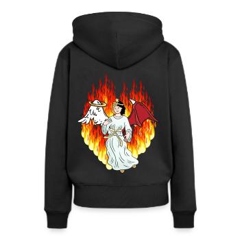 Feurig Hölle Jenseits Engel Satan Horror Teufel - Frauen Premium Bio Hoodie - Schwarz - Hinten - Julia (174cm)