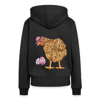 Huhn Federvieh Geflügel Ostereier Ei Hühnerhof - Frauen Premium Bio Hoodie - Schwarz - Hinten - Julia (174cm)