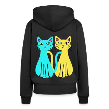 Ukraine Hauskatzen Katze Tierfreund Tierschutz - Frauen Premium Bio Hoodie - Schwarz - Hinten - Julia (174cm)