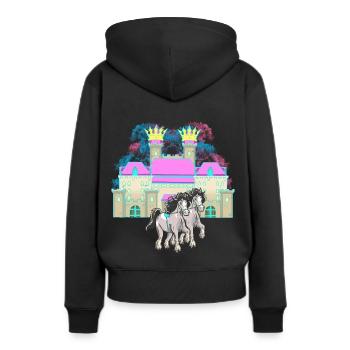 Schloss Märchen Pferd Könighaus König Mittelalter - Frauen Premium Bio Hoodie - Schwarz - Hinten - Julia (174cm)