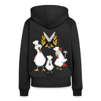 Hobbyköche Hühner Federvieh Koch Restaurant Lokal - Frauen Premium Bio Hoodie - Schwarz - Hinten - Julia (174cm)