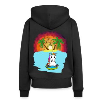 Licorne Mers du Sud Vacances Océan Île Détresse Mer Lac - Sweat à capuche Premium bio Femme - noir - Dos - Julia (174cm)