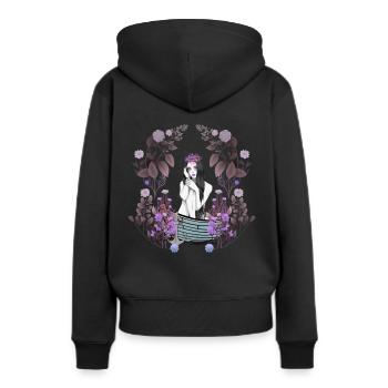 Mädchen Frau Boot Nostalgisch Blumen sinnlich - Frauen Premium Bio Hoodie - Schwarz - Hinten - Julia (174cm)