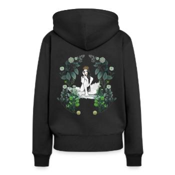 Fille Femme Printemps Floral Fantaisie Coquille D’oeuf - Sweat à capuche Premium bio Femme - noir - Dos - Julia (174cm)