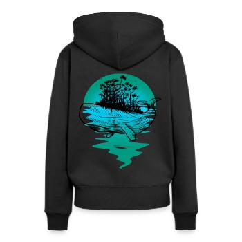 baleine, poisson, océan, mammifères marins - Sweat à capuche Premium bio Femme - noir - Dos - Julia (174cm)