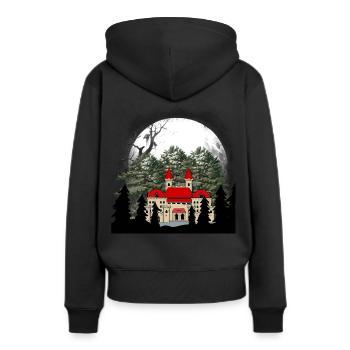 Château de conte de fées Moyen Âge Château Forteresse - Sweat à capuche Premium bio Femme - noir - Dos - Julia (174cm)