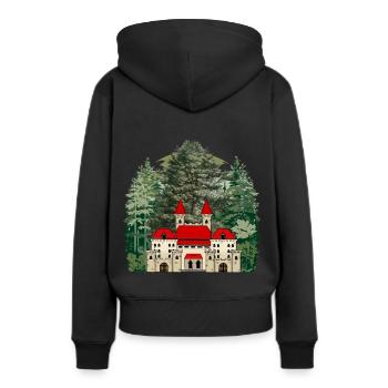 Château, Conte de fées, Château, Forêt, Forteresse, Moyen Âge - Sweat à capuche Premium bio Femme - noir - Dos - Julia (174cm)