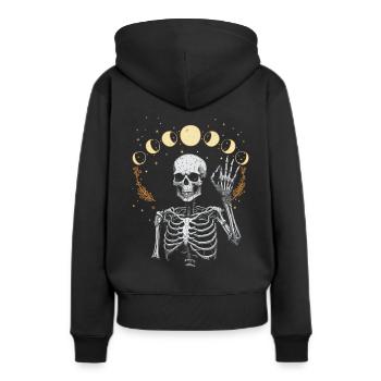 Mond Geist Skelett Geisterstunde Halloween Spuk - Frauen Premium Bio Hoodie - Schwarz - Hinten - Julia (174cm)