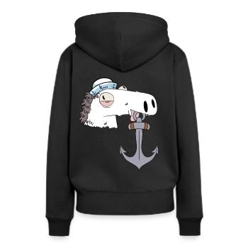 Hippocampe ancre marin maritime Ahoy capitaine cheval - Sweat à capuche Premium bio Femme - noir - Dos - Julia (174cm)
