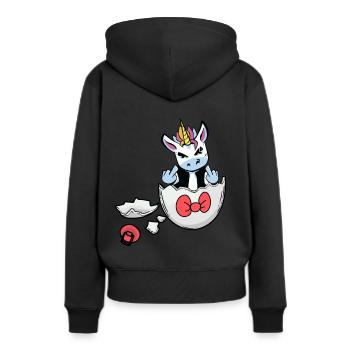 Licorne Naissance Grossesse Enceinte Bébé Oeuf - Sweat à capuche Premium bio Femme - noir - Dos - Julia (174cm)