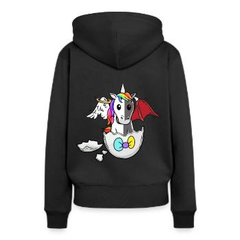 Bébé Licorne Naissance Coquille D’oeuf Bons Mauvais Oeufs - Sweat à capuche Premium bio Femme - noir - Dos - Julia (174cm)