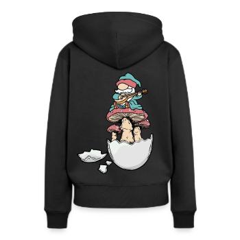 Coquille d’œuf nain Gnome Gnome Fantasy oeuf champignons - Sweat à capuche Premium bio Femme - noir - Dos - Julia (174cm)