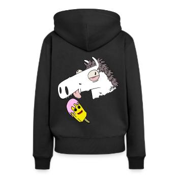Pferd Sommer Eiskrem Hunger naschen Erfrischung - Frauen Premium Bio Hoodie - Schwarz - Hinten - Julia (174cm)