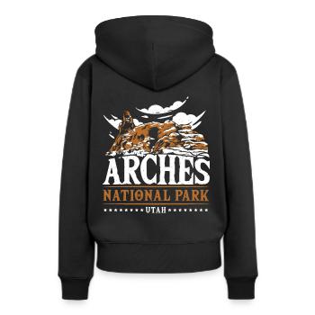 Arch Wilderness Wandern Arches National Park - Frauen Premium Bio Hoodie - Schwarz - Hinten - Julia (174cm)