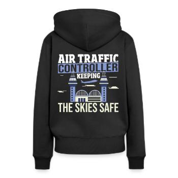 Radar Piloten Landebahn Fluglotsen Dekorationen - Frauen Premium Bio Hoodie - Schwarz - Hinten - Julia (174cm)