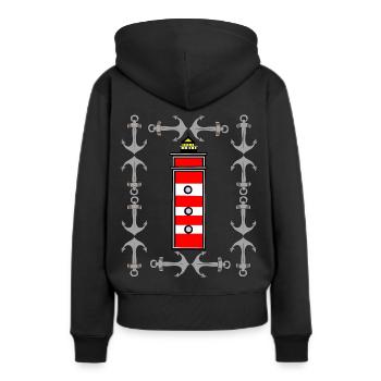 phare maritime Ahoi signal nautique - Sweat à capuche Premium bio Femme - noir - Dos - Julia (174cm)
