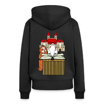 Paresseux, Sleepyhead, Mürchen, Heure, Bonne Nuit - Sweat à capuche Premium bio Femme - noir - Dos - Julia (174cm)