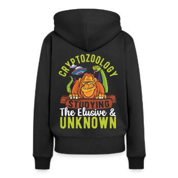 Pseudoscience cryptique et sous-culture - Sweat à capuche Premium bio Femme - noir - Dos - Julia (174cm)