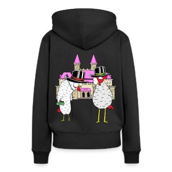 Schloss Huhn Hühner königlich Federvieh Burg - Frauen Premium Bio Hoodie - Schwarz - Hinten - Julia (174cm)