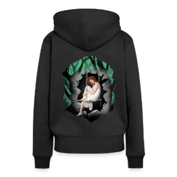 Mädchen Wald Sinnlich Romantisch - Frauen Premium Bio Hoodie - Schwarz - Hinten - Julia (174cm)