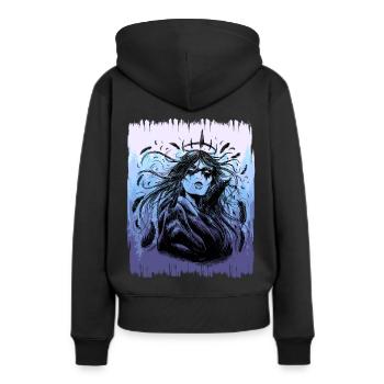 Chaman, Nature, Forêt, GuerrierChaman - Sweat à capuche Premium bio Femme - noir - Dos - Julia (174cm)