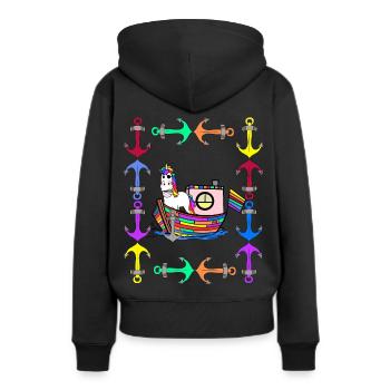 Licornes arc-en-ciel Drapeau arc-en-ciel LGBT - Sweat à capuche Premium bio Femme - noir - Dos - Julia (174cm)