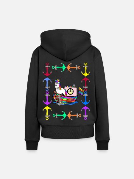 Regenbogen Einhörner Regenbogenfahne LGBT - Frauen Premium Bio Hoodie - Schwarz