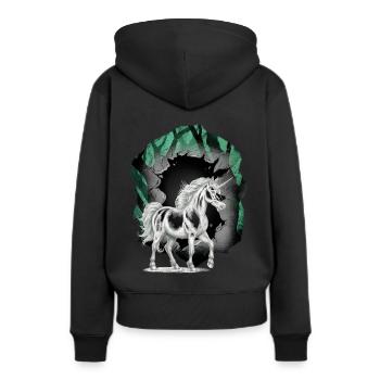 Einhörner Einhorn Fabeltiere Märchenfigur - Frauen Premium Bio Hoodie - Schwarz - Hinten - Julia (174cm)