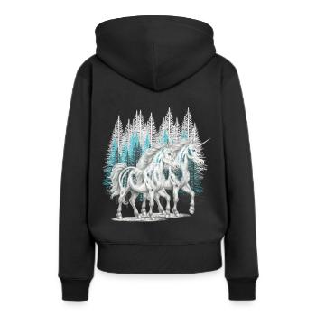 Einhörner Einhorn Fabeltiere Märchenfigur - Frauen Premium Bio Hoodie - Schwarz - Hinten - Julia (174cm)