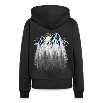 Montagnes, Nature, Montagnes, Forêt, Forêt de conifères, sapins, Brerg - Sweat à capuche Premium bio Femme - noir - Dos - Julia (174cm)