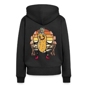 Cacahuète hippie hamac chill relexen - Sweat à capuche Premium bio Femme - noir - Dos - Julia (174cm)